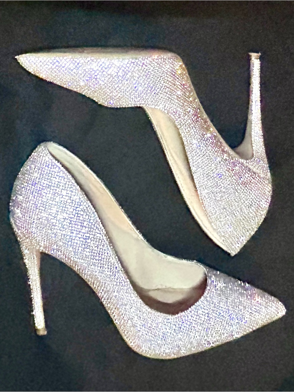Steve Madden Daisie Silver Crystal Rhinestone Pumps, Size 7